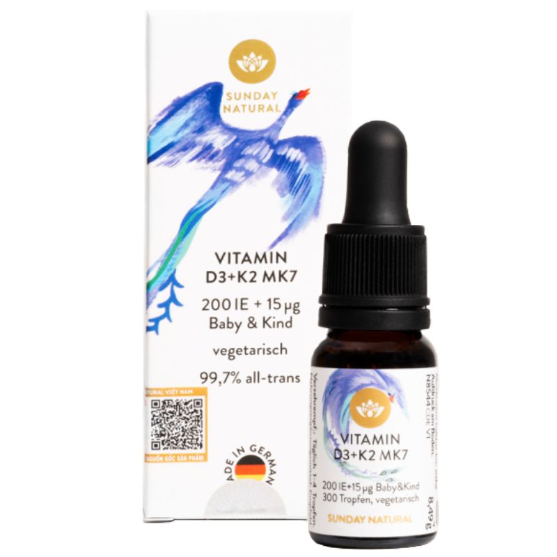 Vitamin D3 K2 Sunday Natural Hỗ Trợ Hấp Thu Canxi, Xương Răng Chắc Khỏe Và Tăng Sức Đề Kháng Cho Bé Nhập Khẩu Đức